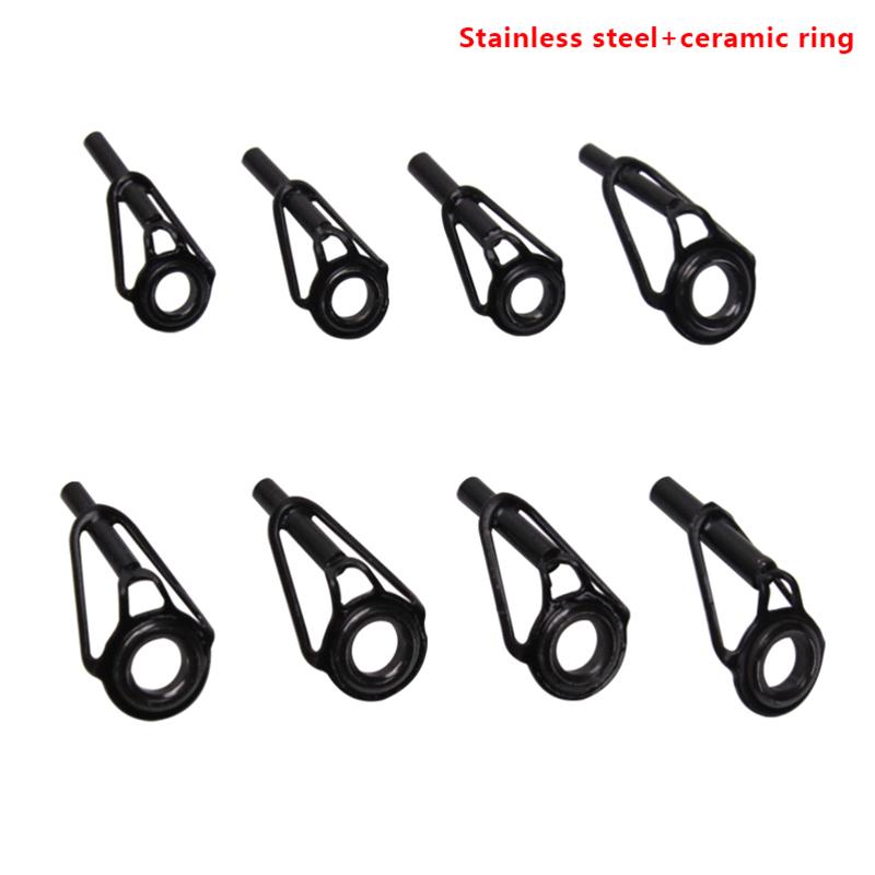 Stainless Steel Fishing Top Rod Guide Porcelain Ring 8pcs DIY Fishing Pole Tip Repair Rod Tip Accessories Fishing Tackle Pesca