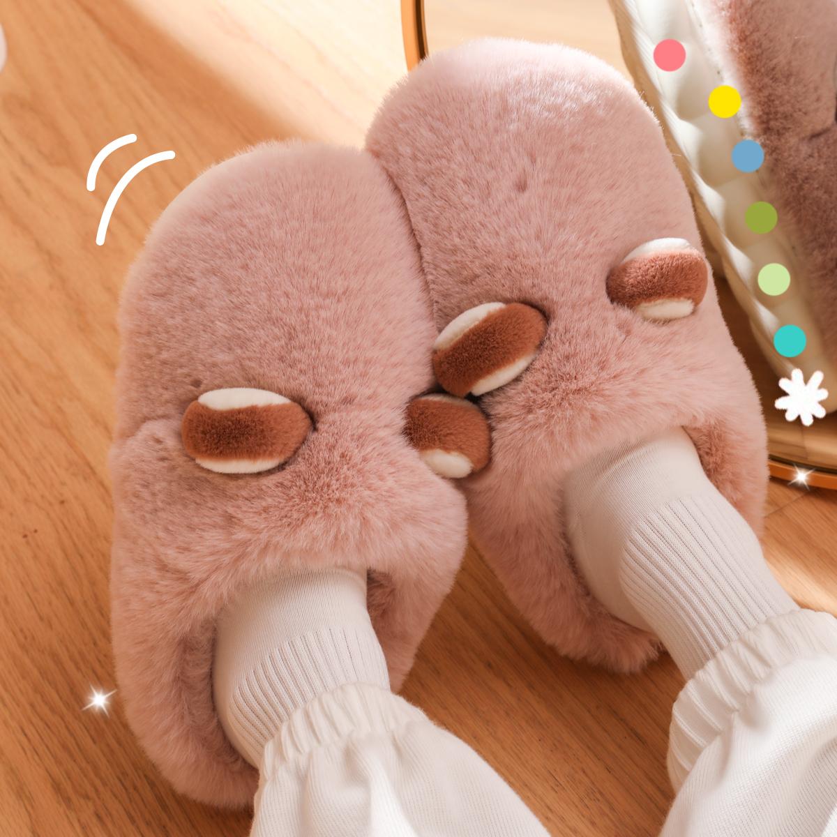 

Cotton slippers women s winter new confinement indoor home couple warm thick bottom outer wear plush cotton slippers 36 -37 [suitable for 35-36]
