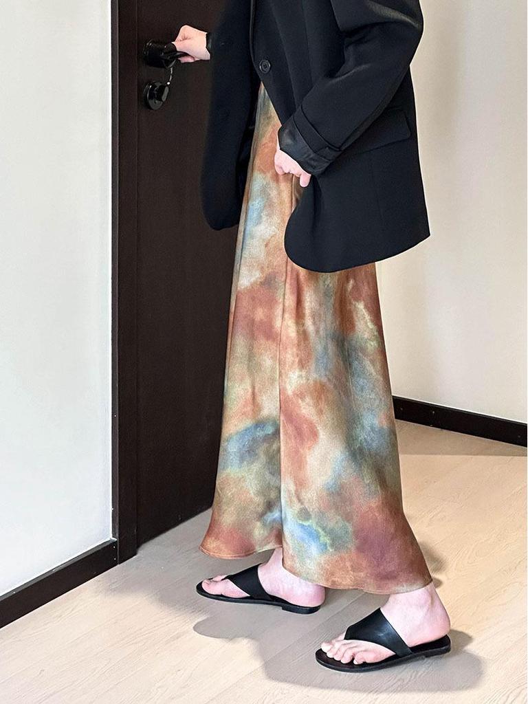 Juzhi 2025 Début du Printemps Jupe Élégante Dégradée pour Femmes - Nouveau Style Chinois