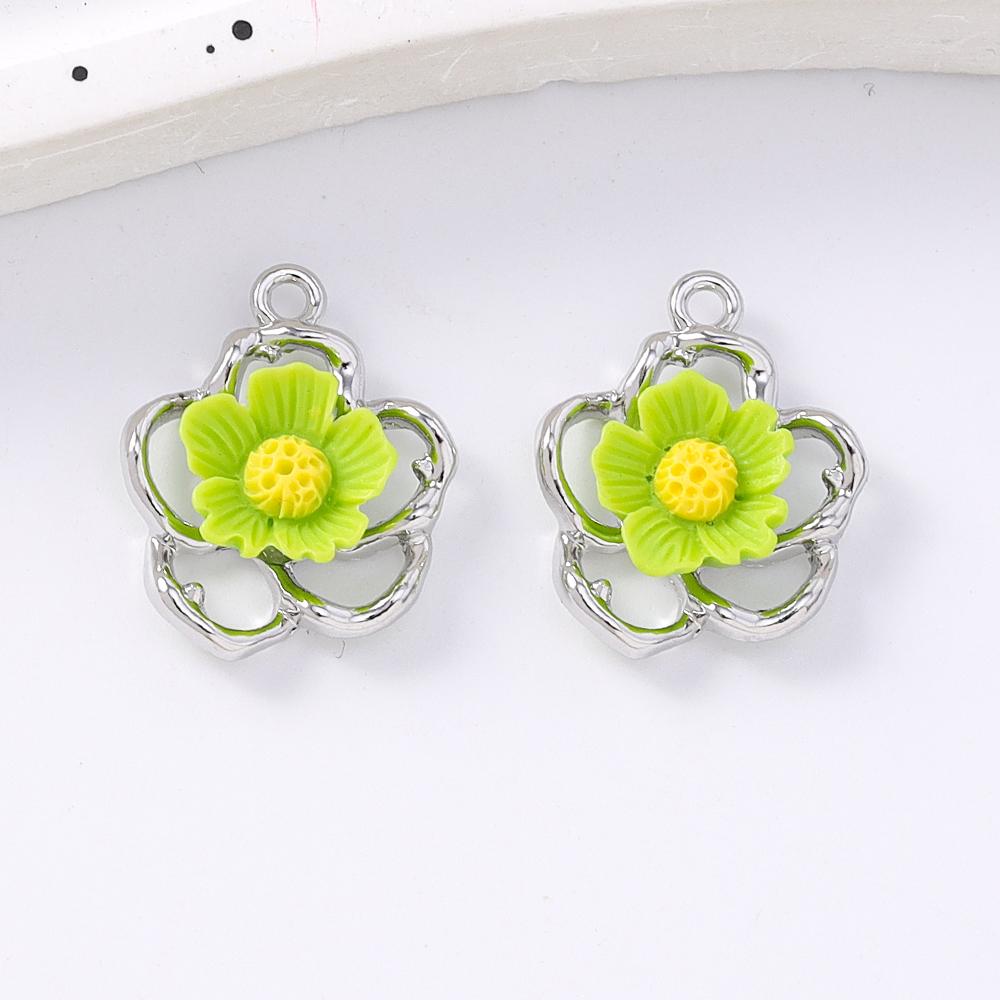 5pcs Cute Enamel Flower Charms Pendants for Jewelry Making Necklace Earrings Bracelet DIY Handmade Accessories Supplies
