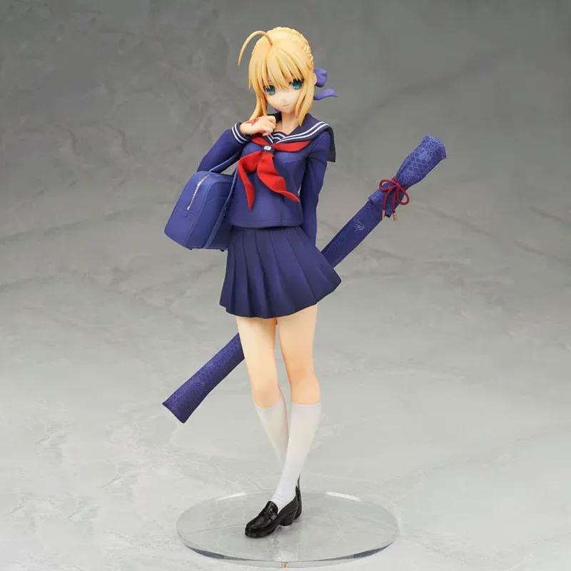 Fate Stay Night Saber Schuluniform Figur Artoria Pendragon Matrosenanzug Anime PVC Statue Schreibtisch Sammlerstück Ornament Spielzeug Geschenk