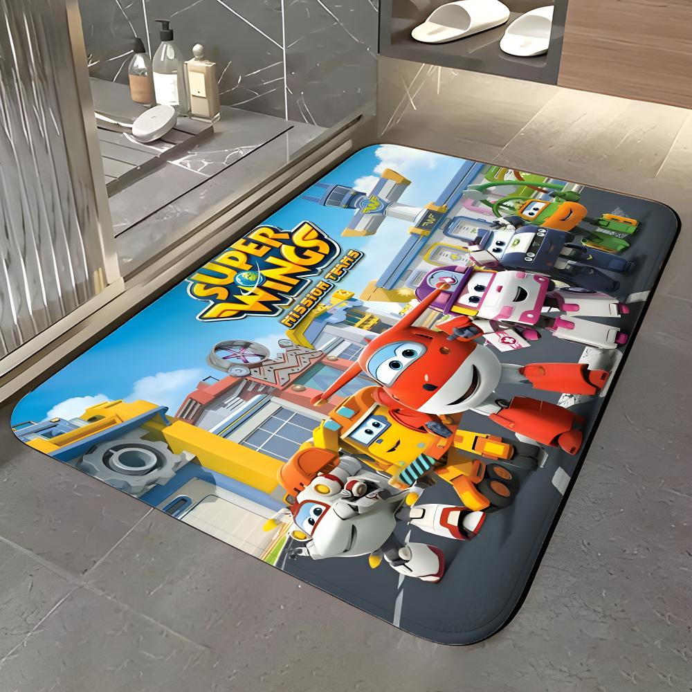 Anime - S-Super W-Wings Floor Mat Soft Flannel Entrance Door Mat Non Slip Absorbent Bathroom Bedroom Floor Rug