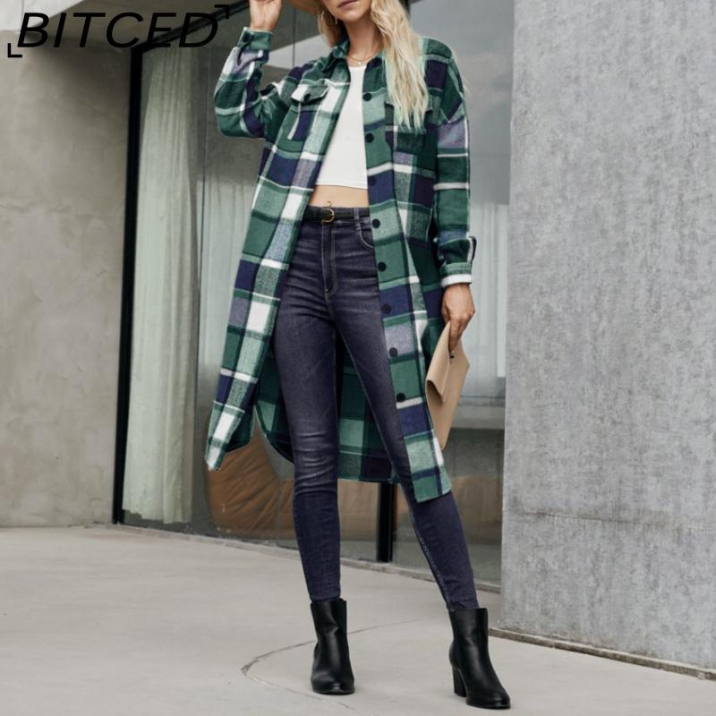 BITCED Plus Size Women's Mid-Length Trench Coat Jacket Single-Breasted Vintage Outerwear