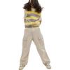 Coach Solid Color Pocket Mid Waist Button Cargo Pants Women pants Khaki CN461-KHA
