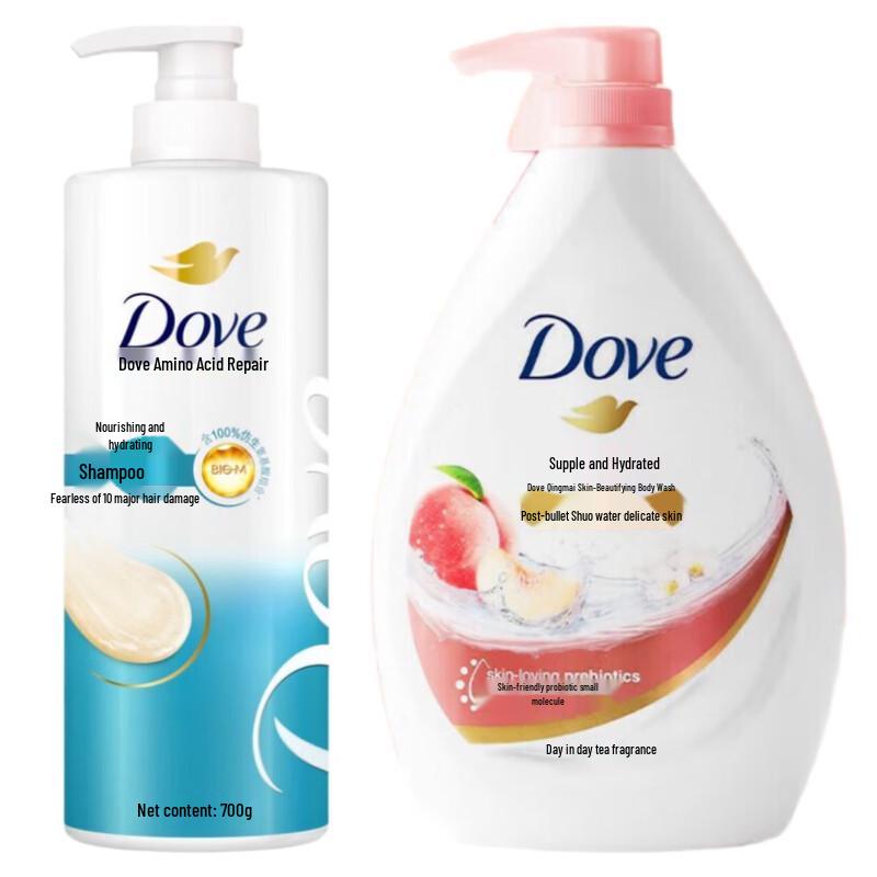 Dove White Peach Moisturizing Body Wash & Intensive Repair Shampoo Set