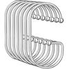 OEH Shower Curtain Hooks, 12 Pcs Shower Curtain Rings, Durable G Shape Silver Shower Curtain Hooks Rust Proof, Simple Shower Rings for Curtain, Glide