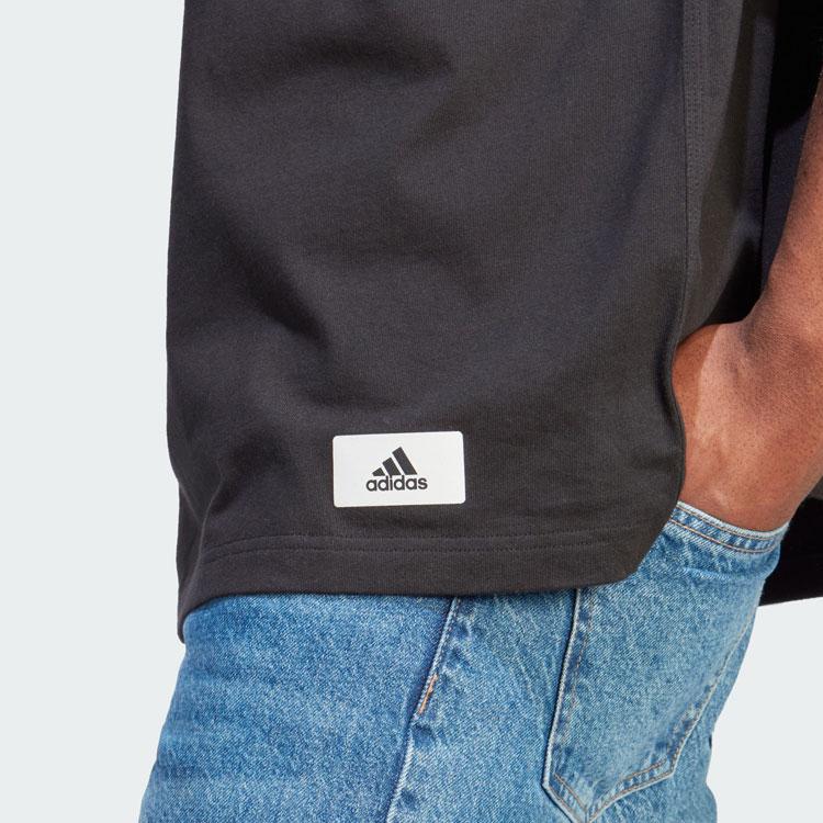 Adidas Lounge Tee With Logo Patch Men Tops Black IB6165