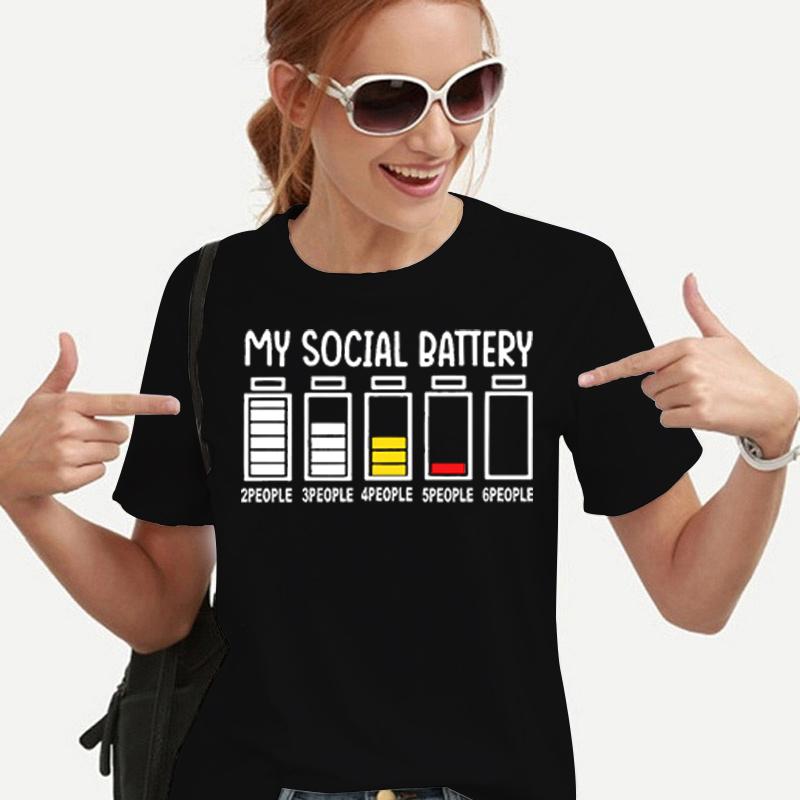 My Social Battery Funny Unisex's T-shirts Grunge Y2K Tops for Girls Korean Fashion Tees Kawaii Electric Battery Graphic T Shirts