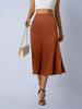 European & American Women's Satin Silk Midi Skirt with Slit