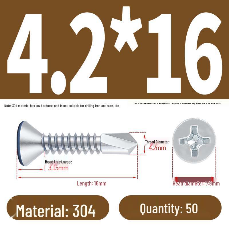 Phillips Flat Head Blue Zinc Plated Stainless Steel Self-Drilling & Self-Tapping Screws M3.9-M5.5