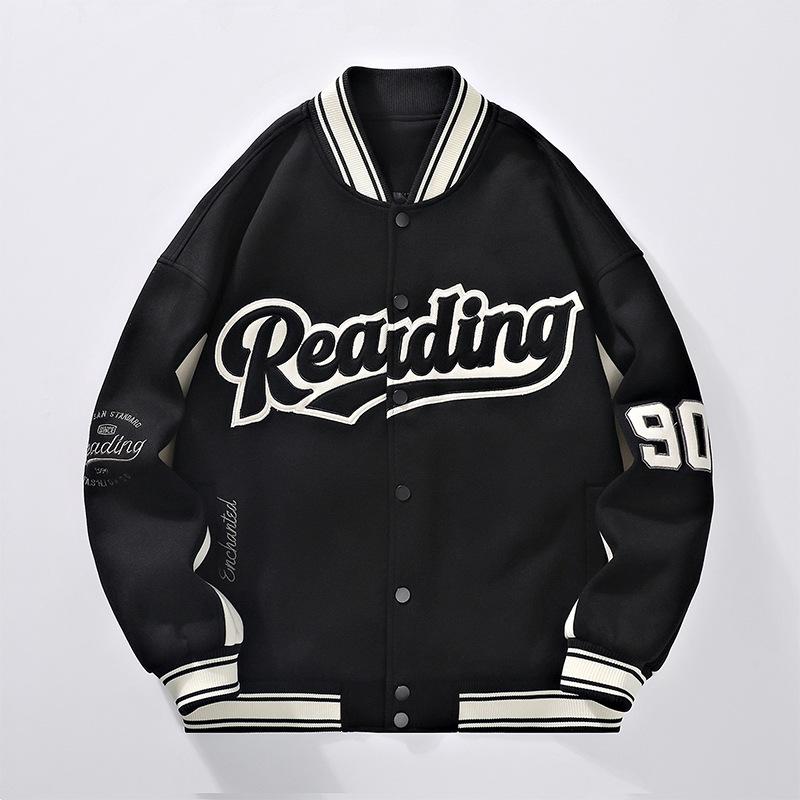 

Студенческая бейсбольная форма, мужская осенняя повседневная свободная куртка, бейсбольная цветная композитная спортивная куртка для мужчин 4XL чёрный