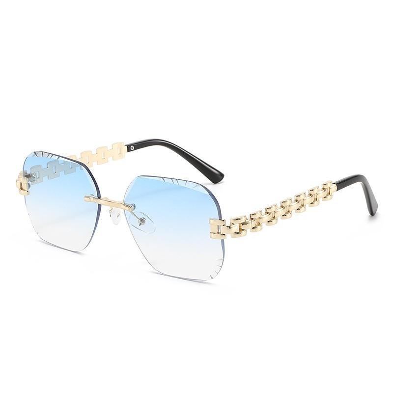 Unisex Retro Frameless Sunglasses With Gold Metal Frame Uv400 For Beach And Outdoor Activities