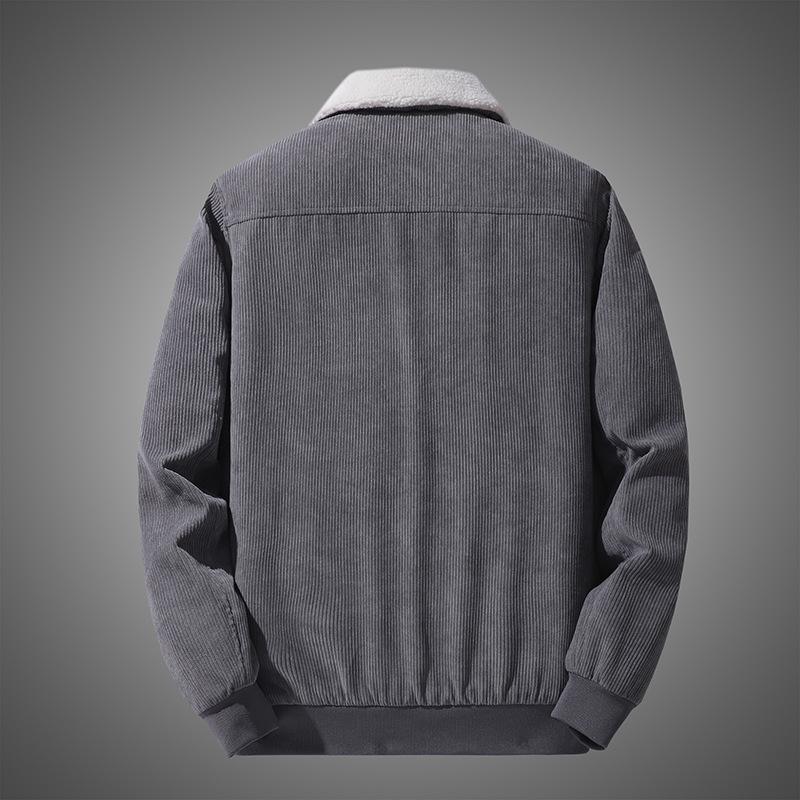 Men's 2025 Corduroy Lamb Wool Coat - Velvet Lined Cotton Winter Jacket