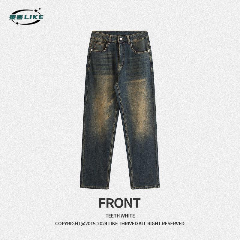 

Четырехсезонные новые мужские джинсы, американские ретро-брюки, свободные повседневные прямые брюки, джинсовые брюки 38 королевский синий