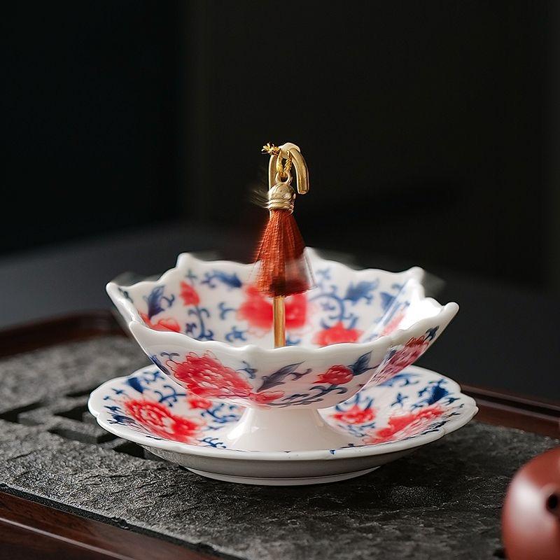 

Chinese Style Umbrella Blue and White Ceramics Brew Tea Filter Tea Ceremony Accessorie Table Ornaments Drinking Tea Strainer
