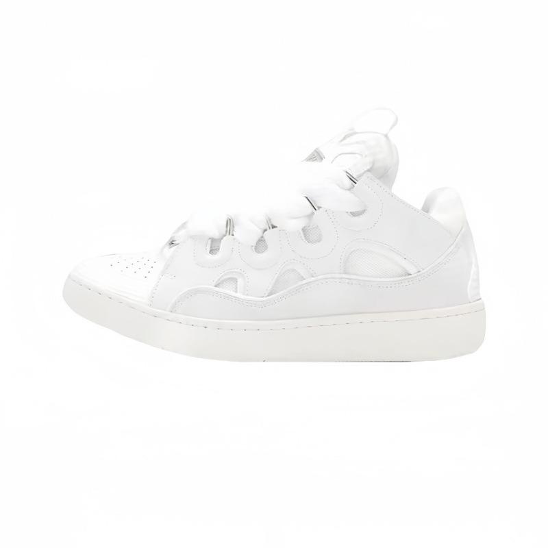 Leather Splicing Casual Shoes Trendy Sports Shoes Men's and Women's Board Shoes Bread Shoes