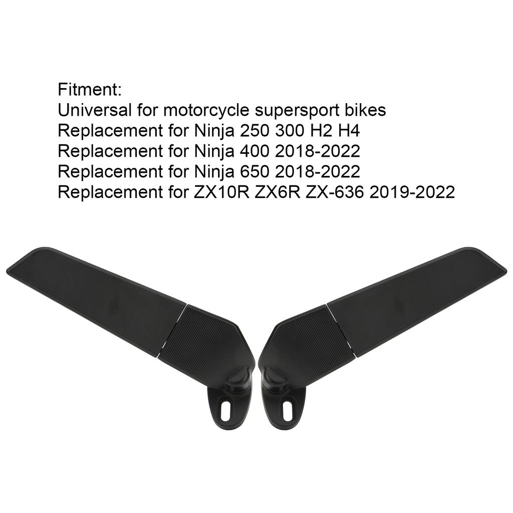 2pcs Motorcycle Rearview Mirror Adjustable Rotating Wind Wing Mirror Replacement for Ninja 250 300 H2 H4