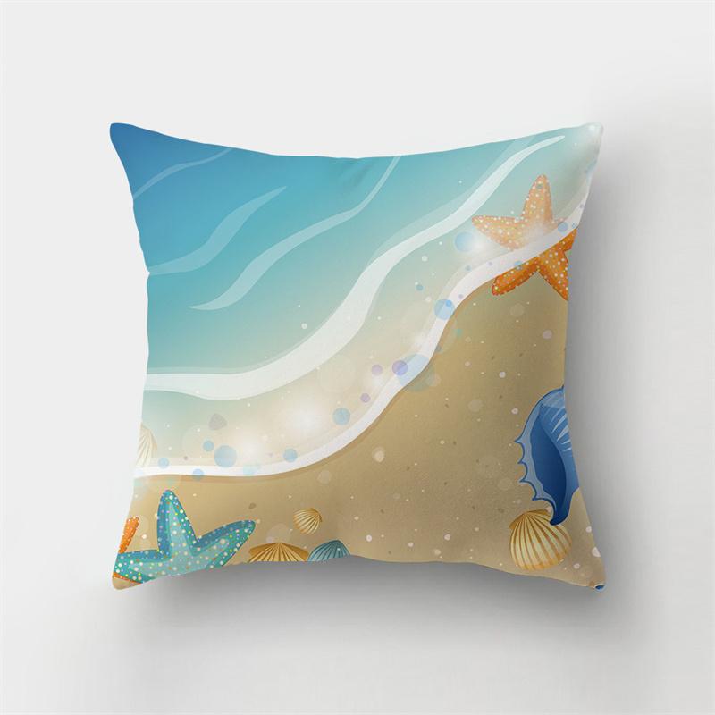 Summer Ocean Beach Scenery Imprimare Model Husă de pernă Acasă Living Room Decorare canapea Pernă pătrată Husă de pernă 40X40CM