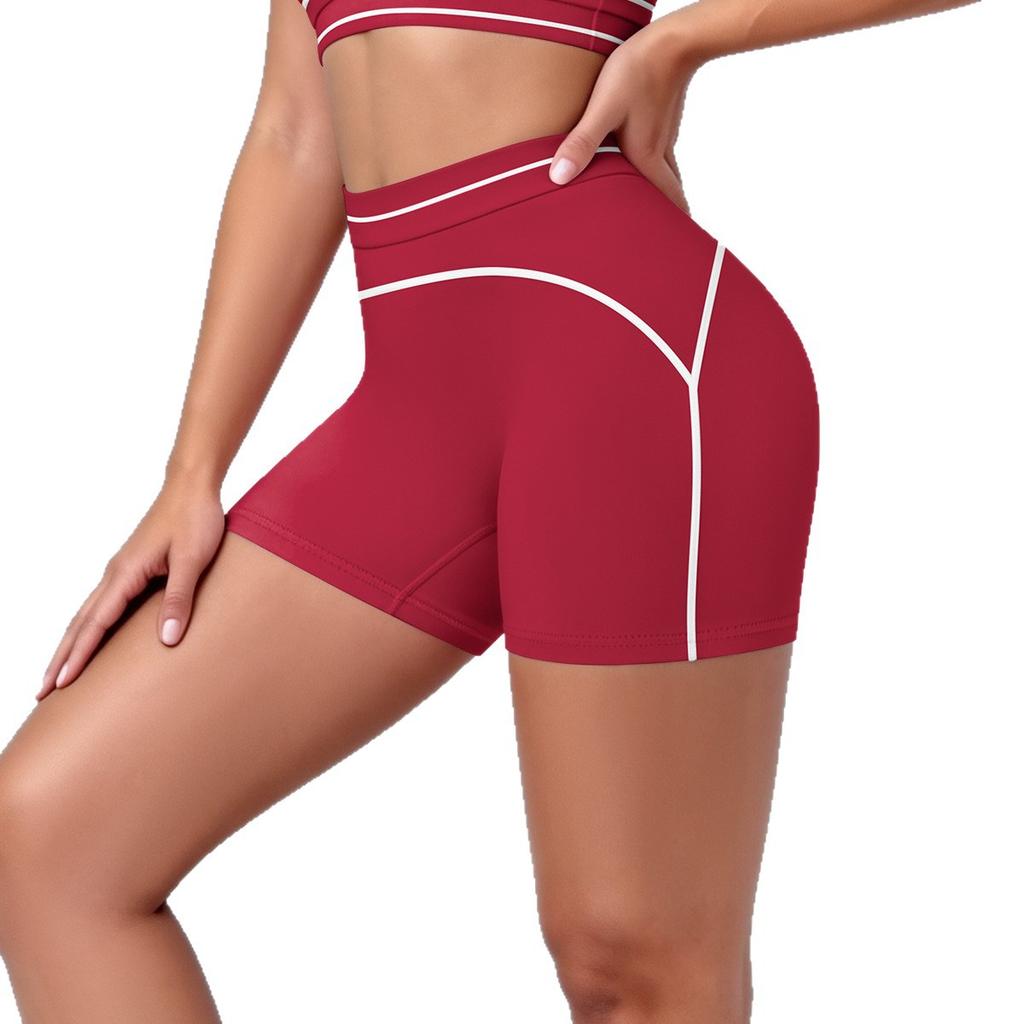New contrasting colors high waist tight body high elastic hip lift yoga shorts sports running fitness yoga clothes three-point pants