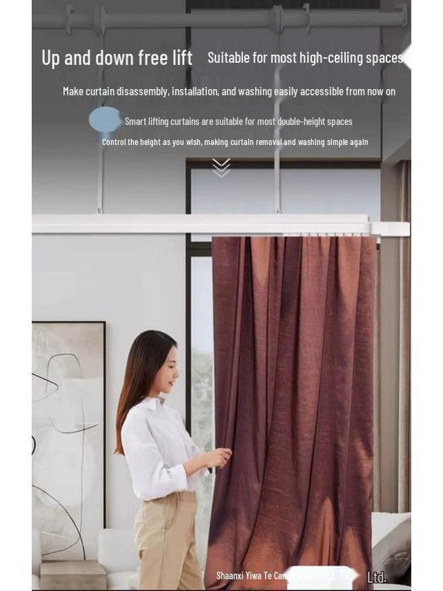 Smart Double Track Motorized Curtains for Duplexes with Voice Remote Control Compatible with Mi Home