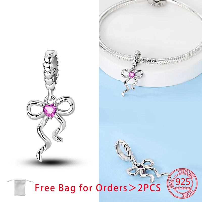 Original Blue Heart-Shaped Charms Rocket Pilot Bow Beads Copper Pendants Fit Bracelet Women Diy Jewelry Making Fine Gift