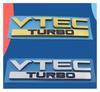 3D ABS Red Chrome Black Logo VTEC TURBO Logo Car Trunk Sticker Badge Car Accessories(Chrome-blue)