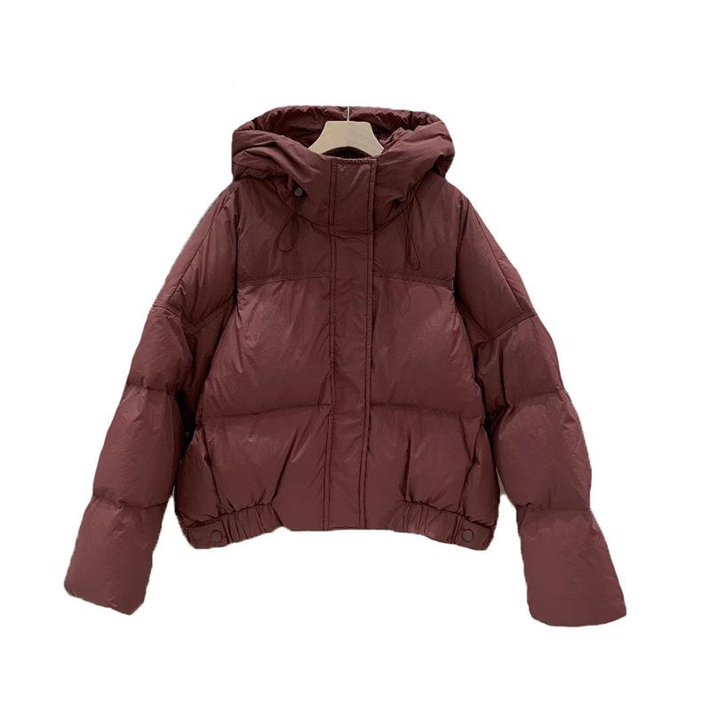 Winter neue kurze Kapuzen-Daunenjacke für Damen und kleine Schülerinnen lockere verdickte Brotjacke weiße Entendaunenjacke trendig