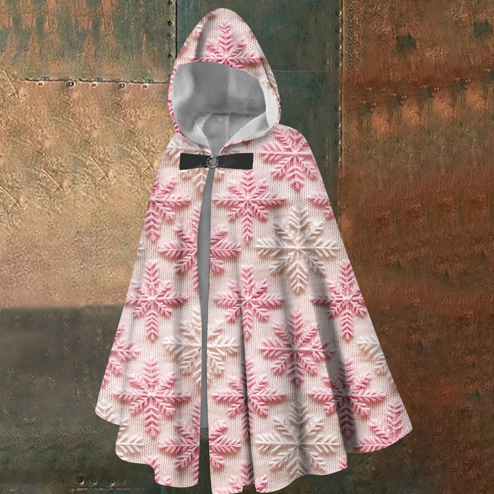 

Рождественский принт - унисекс ретро вертикальная накидка длинная накидка с капюшоном One Size розовый