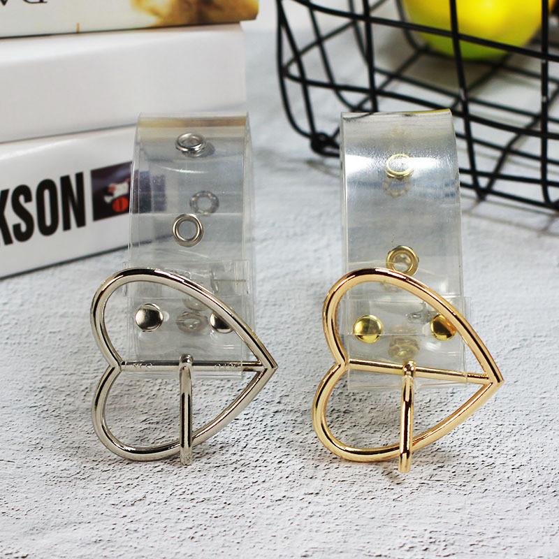 Heartshaped Square Circular Buckle Transparent Resin Belt Porous Belt Womens