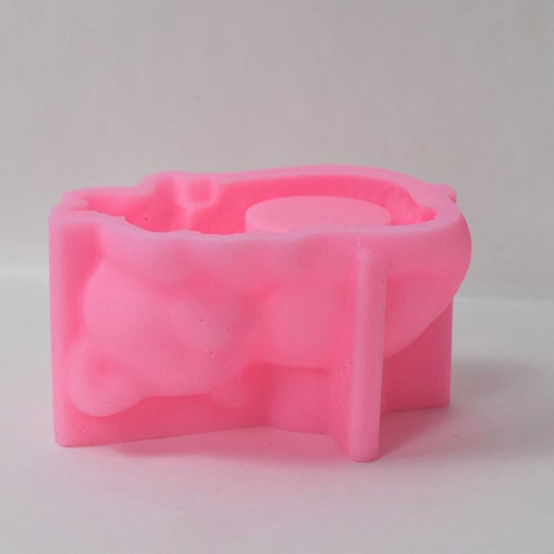 Kätzchenform Blumentopf Silikonform Hitzebeständige Kerzenbecher Silikonform zum Kerzen- und Seifengießen Heimdekoration