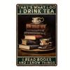 Vintage Metal Wall Art Poster Reading Book Coffee Home Decor
