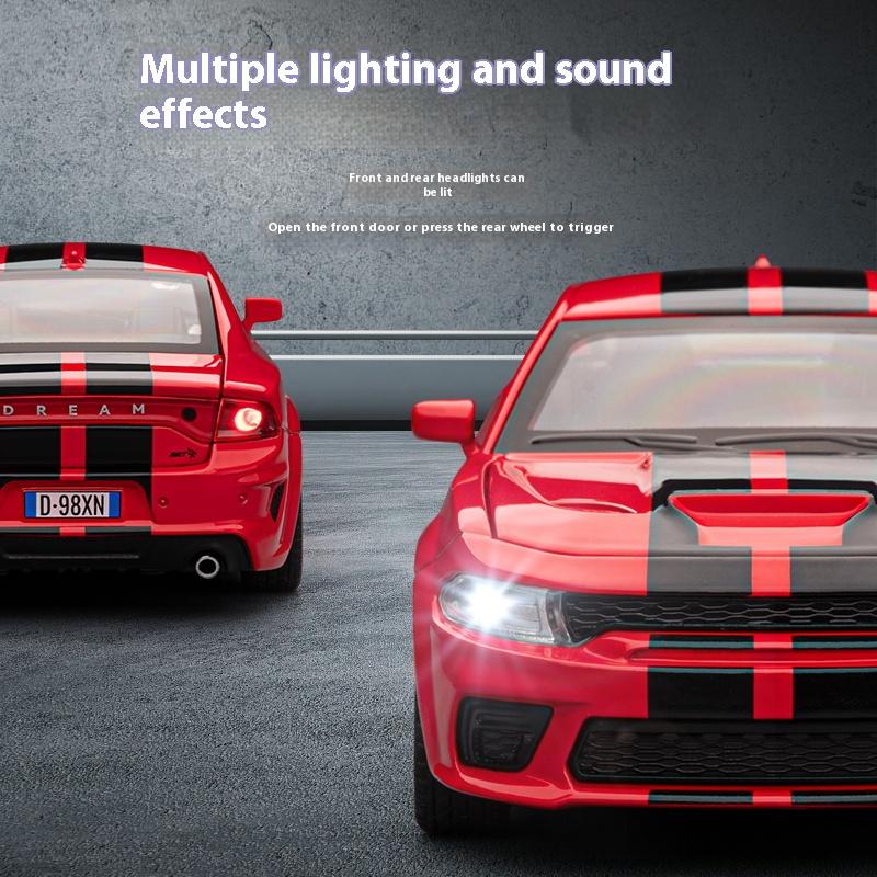 1/32 Alloy Die-cast Dodge War Horse Car Model with Sound and Lights, Tire Shock Absorption, Children's Toy Car, Boys' Birthday Gift