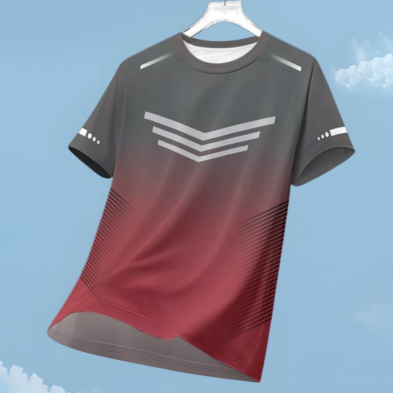 Moda 3d Gradiente Impressão T Camisa Masculina Ao Ar Livre Corrida De Fitness Esportes Manga Curta Topos Verão Casual Respirável Roupas Soltas