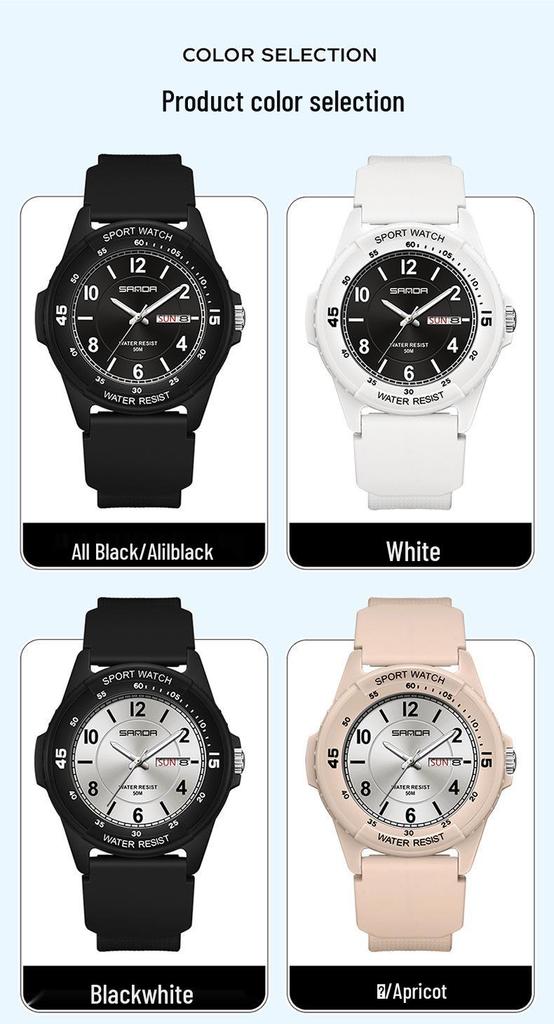 Sanda Fashion Youth Quartz Wristwatch: Casual Digital, Dual Calendar, Luminous, Waterproof, Unisex.