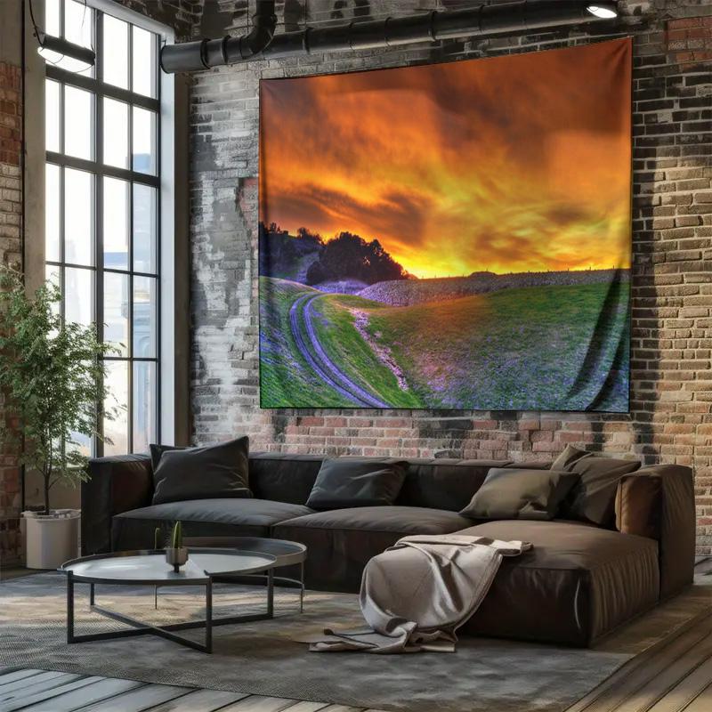 Pastoral Scenery in the Glow of Sunset  A Picturesque Natural Landscape Tapestry