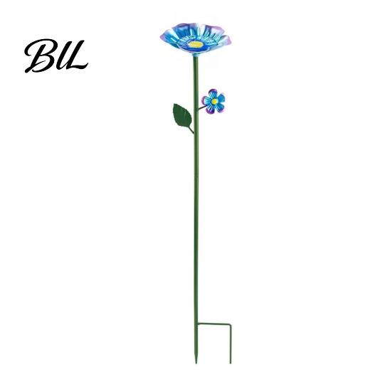 Outdoor Garden Decor Metal Flower Stake Bee Watering Station Bird Bath Butterfly Water Feeder with for Pollinators Birds Yard Patio Floral Sculpture