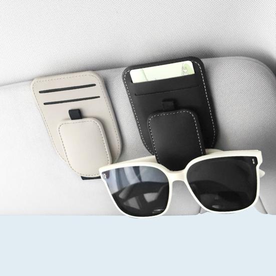 Magnetic Car Glasses Clip, Sunglass Holder for Sun Visor, Driving Sunglasses Clip with Card Holder for Car Interior Accessories