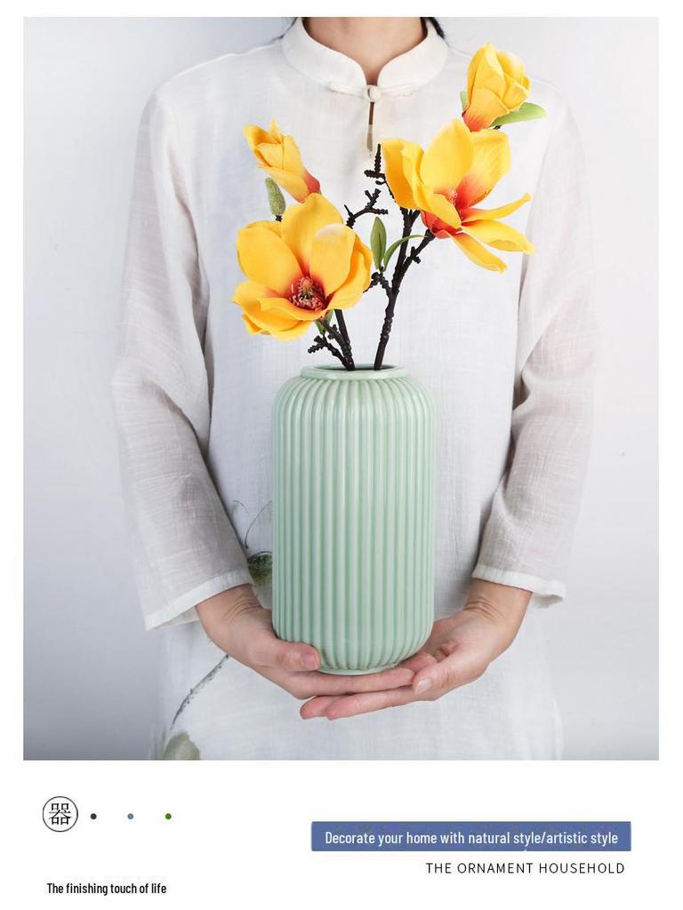 Japanese Celadon Modern Lantern Vase: Large Fine Ceramic Flower Arrangement