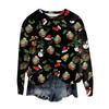 Women's Fashion Round Neck Pullover Top Long Sleeve Tee Christmas Printed Sweatshirt