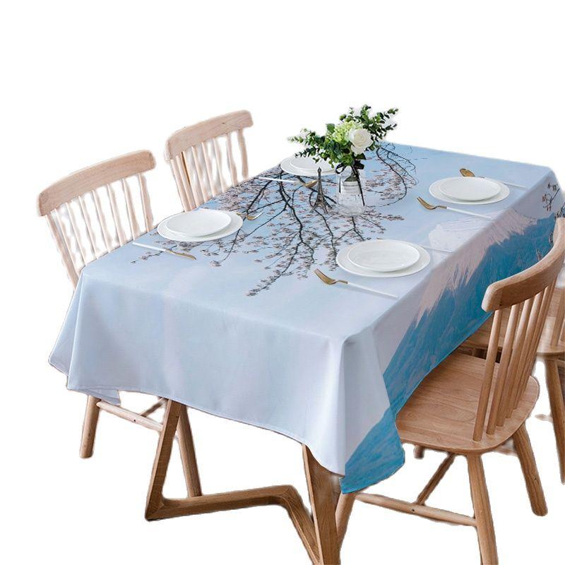 Small Fresh Plum Blossom Print Home Rectangular Tablecloths for Table Party Decoration Waterproof Anti-stain Nappe De Table