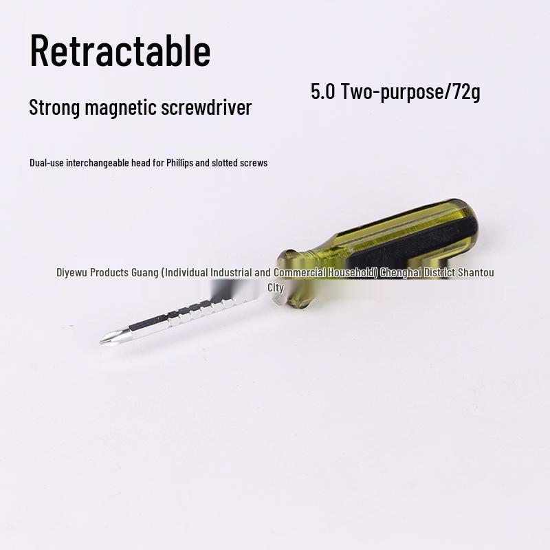 Dual-Use Magnetic Telescopic Crystal Handle Screwdriver (Cross & Flathead)