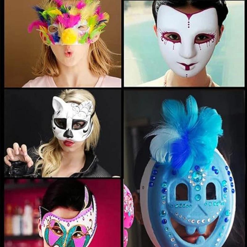 Different DIY Unpainted White Masquerade Masks Bulk for Carnival,Opera, Masquerade,Role-Playing,Dance Party | Paper Material