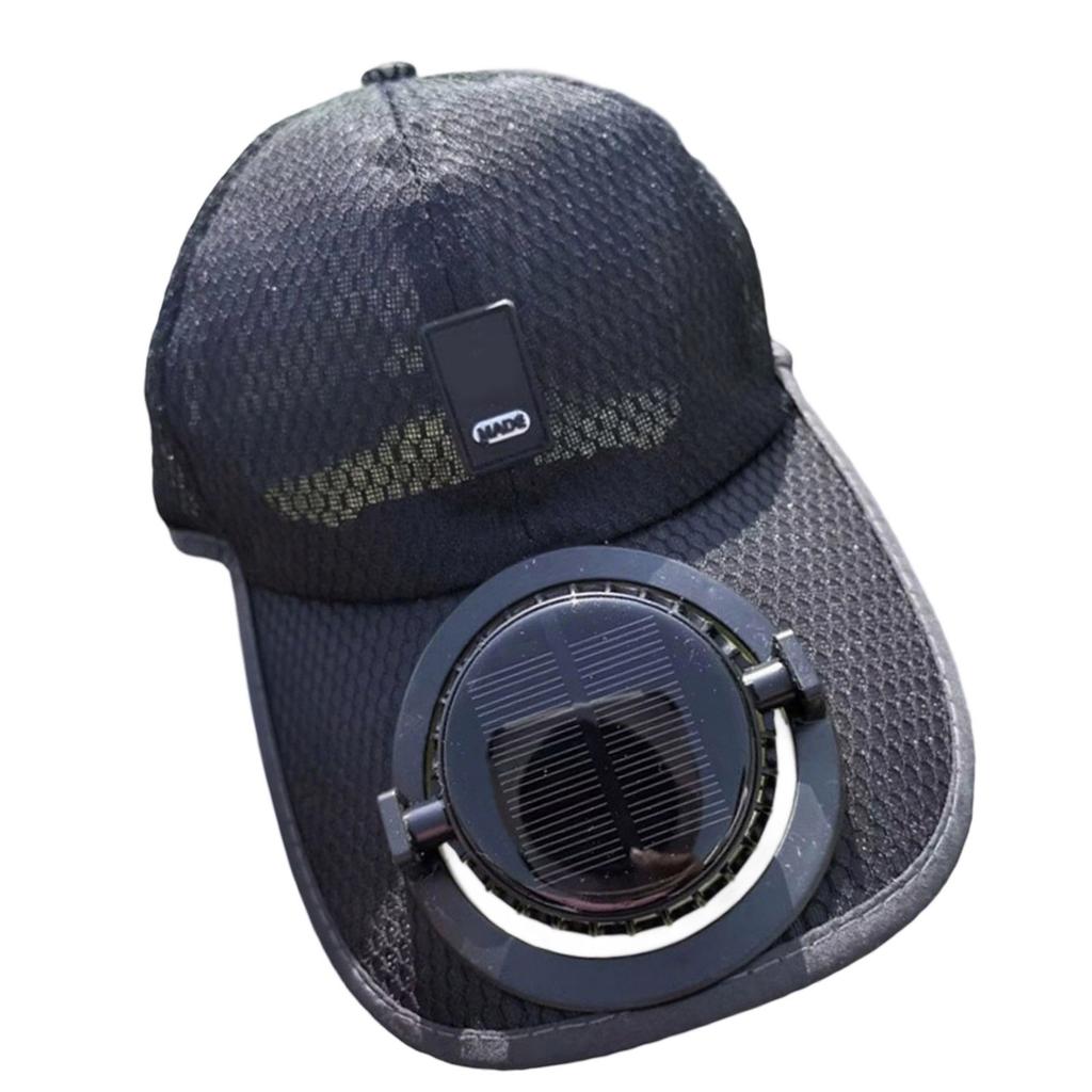 Solar Powered Cooling Hat Adjustable USB Rechargeable Fan Breathable Fabric For Outdoor Hiking Beach