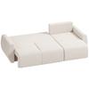 Sleeper Sofa with Reversible Chaise Longue, L-Shaped 3-Seater Sofa with Velour Cover, Cream White