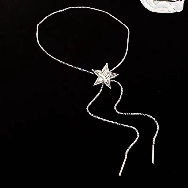 Stylish Alloy Star Necklace Simple Neck Jewelry Pullable Star Necklace Star Pendant Necklace Suitable for Party Daily