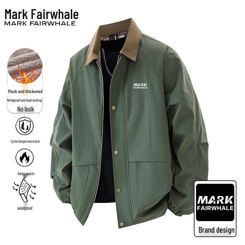 MARK FAIRWHALE Men's Fleece-Lined Casual Lapel Jacket
