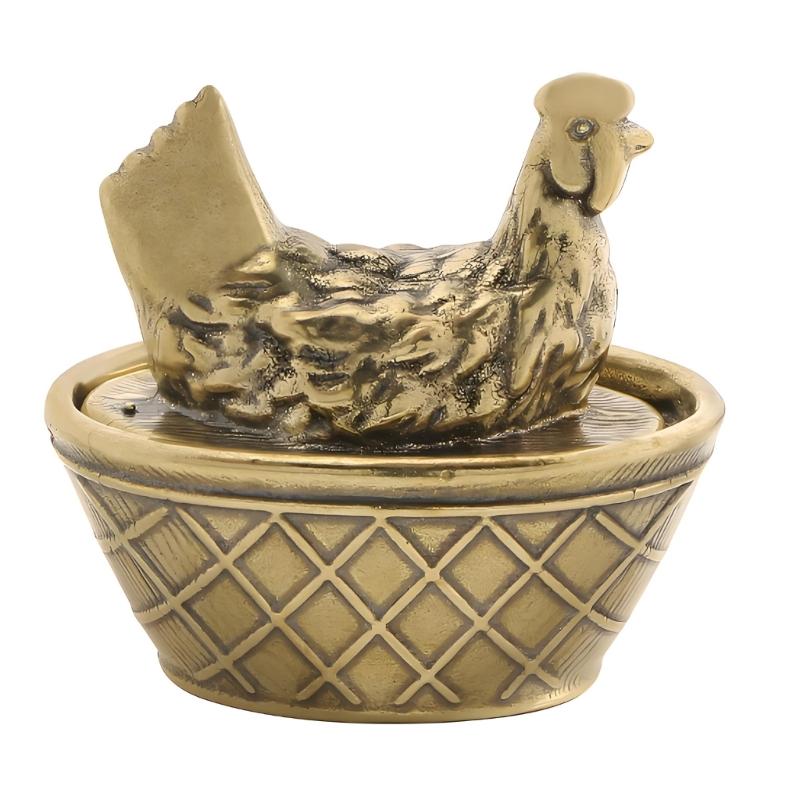 

Elegant Brasses Fortune Hen Figurine Hen on Nest Covered Trinket Box With Lid For Bookshelves Or Desktop Display Decors 1