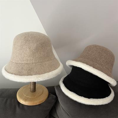 Autumn and Winter Warm Wool Woolen Fisherman Hat Children's New Thickened Fashion Versatile Basin Hat Show Face Small Bucket Hat