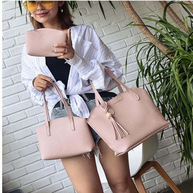 3pcs Bag Set Women Handbags Pu Leather Tassel Shoulder Crossbody Bags Fashion