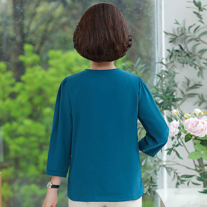 Stylish Spring Two-Piece Set for Middle-Aged Women - Loose Short-Sleeved Top & Bottom